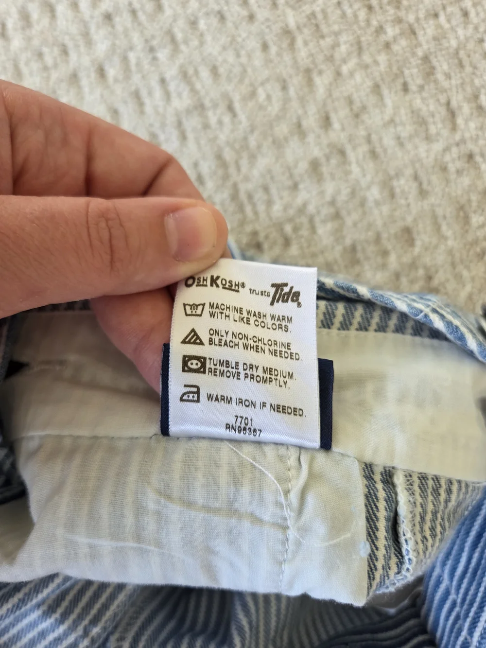 90's Vintage OshKosh B'gosh Blue Stripe Kids Overalls Shorts
